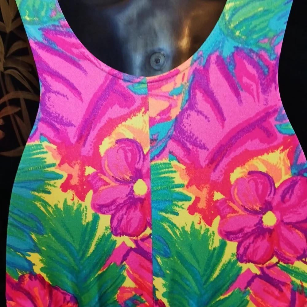 Vintage Le Cove Women's Size 8 One Piece Swimsuit Floral Tropical